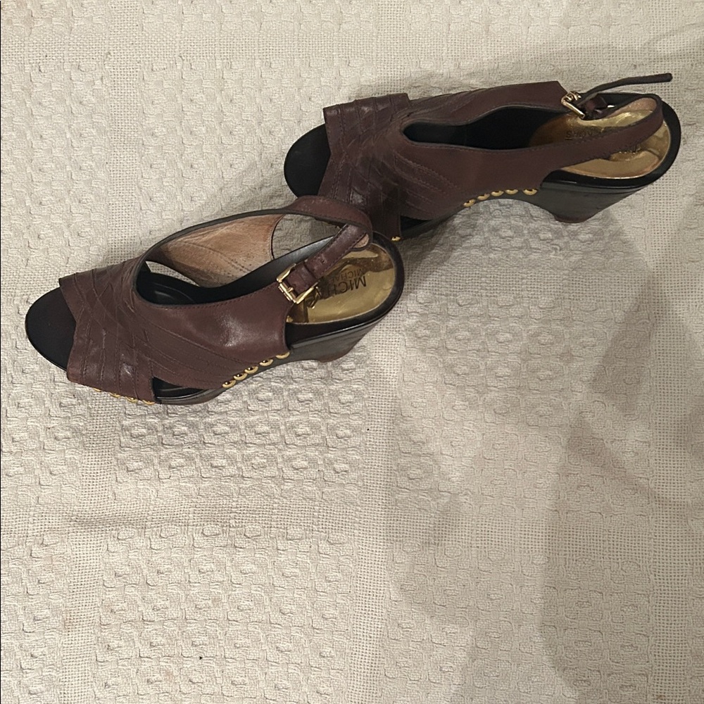MICHAEL Michael Kors Brown Open-Toe Slingback Sandals